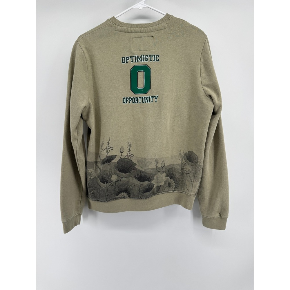 Blind Rooster Good Vibes Crane Graphic Sweatshirt Olive Green Mens Small - Picture 2 of 5